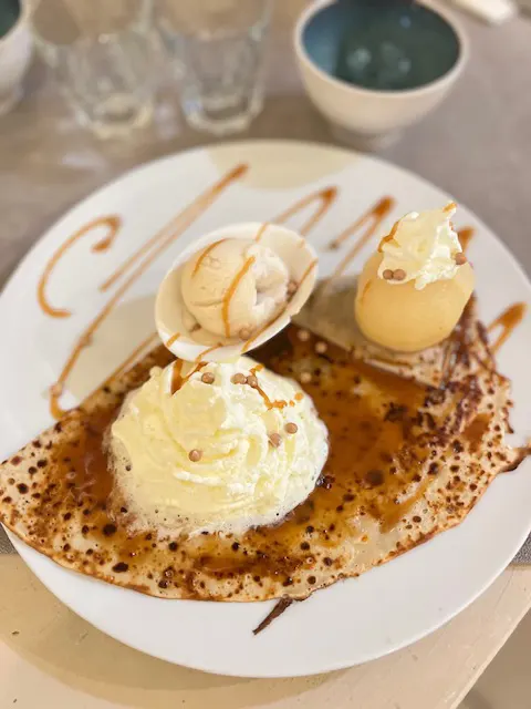Dessert Crèpe glace Caramel Or Blanc